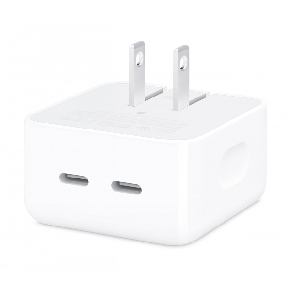 Adaptador de corriente compacto con puerto USB-C dual Apple de 35 W: carga rápida y cómoda, cargador de pared tipo C