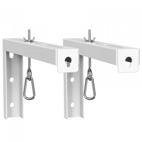 WALI Soporte de techo universal para pantalla de proyector, soportes en L para colgar en la pared, extensión ajustable de 12 pulgadas con kit de gancho, colocación perfecta de la pantalla del proyector, soporta hasta 80 libras (PSM001XL-W), color blanco