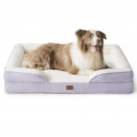 Bedsure L Plus Cama ortopédica para perros grandes – Cama lavable para perros y gatos, impermeable, sofá para perros L Plus Big Comfort con funda extraíble lavable, cama para mascotas con fondo antideslizante, lavanda, 38 pulgadas