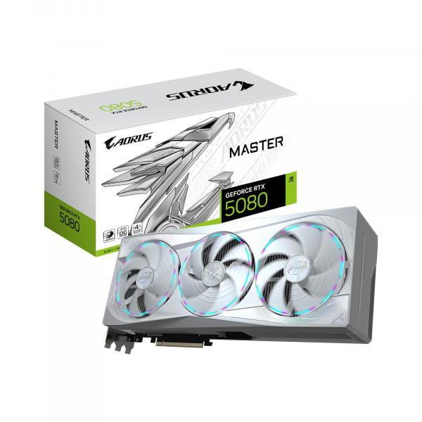 Tarjeta gráfica GIGABYTE AORUS GeForce RTX 5080 Master ICE 16G, sistema de refrigeración WINDFORCE, 16 GB GDDR7 de 256 bits, tarjeta de vídeo GV-N5080AORUSM ICE-16GD