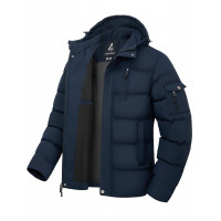 LZACTOIN-X Parkas con capucha para hombre Bubble Extreme Cold Weather Protection Chaqueta térmica resistente a la nieve con múltiples bolsillos aislados Abrigos gruesos para hombres Ropa de invierno al aire libre Azul marino L