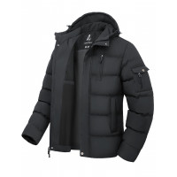 LZACTOIN-X Abrigos cortavientos para hombre para clima frío, chaquetas cortavientos con capucha y aislamiento, chaqueta cortavientos con cremallera bidireccional, chaqueta de burbujas, equipo grueso para exteriores, resistente a la lluvia, gris oscuro, 3X