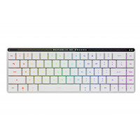 Teclado inalámbrico para juegos ASUS ROG Falchion RX de perfil bajo: 65% TKL compacto, conectividad trimodo, interruptores ópticos ROG RX azules, RGB, panel táctil, cubierta de teclado, soporte para PC/Mac - Blanco
