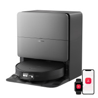 roborock Saros 20 Robot aspirador y trapeador sónico, succión de 36 000 Pa, umbral de doble capa de 3,46 pulgadas, reconocimiento de obstáculos reactivo AI 3.0, lavado con agua caliente a 212 °F, cero enredos, ultradelgado de 3,14 pulgadas, negro
