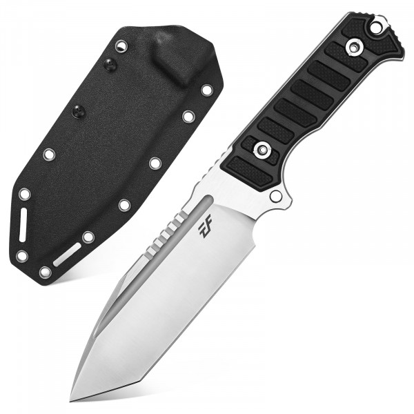 Eafengrow EF135 Cuchillo de hoja fija DC53 Hoja de acero G10 Mango Full Tang Heavy Duty EDC Cuchillos rectos para trabajo de campo Camping Supervivencia Bushcraft (Plata)