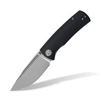 Pez petrificado PFP01X Beluga, hoja de chorro de arena 14C28N de 2,99 pulgadas, 95,6 g G10 Hande Front Flipper Liner lock Cuchillo plegable (Negro G10, chorro de arena)