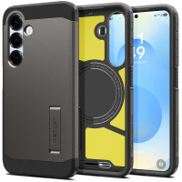 Funda Spigen para Galaxy S25, Tough Armor MagFit [soporte] [compatible con MagSafe] [protección de grado militar] - Gunmetal