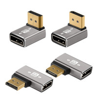 Adaptador DisplayPort 1.4 de ángulo recto de 8K, adaptador multitipo de 90 grados y 270 grados, paquete de 4, convertidor de conector vertical DP macho a hembra, extensor DP en forma de L, compatible con 8K@60Hz,4K@144Hz,4K@60Hz,4K@30Hz