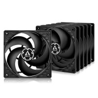 ARCTIC P12 PWM PST (paquete de 5) - Ventiladores de PC, ventilador de caja de 120 mm, tecnología de uso compartido PWM (PST), motor silencioso, presión optimizada, computadora, 200–1800 RPM (0 RPM <5%) - Negro