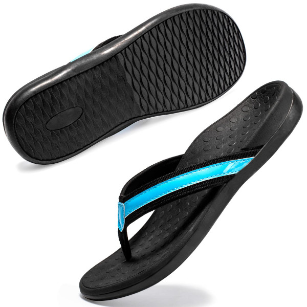 LLSOARSS Sandalia para pies para fascitis plantar con soporte para el arco, las mejores chanclas ortopédicas para pies planos, dolor en el talón, para mujeres (7, azul joya)