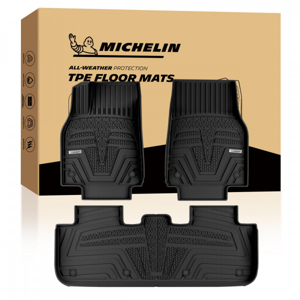 Alfombrillas Michelin para Tesla modelo Y 2025-2026 de 5 asientos, ajuste personalizado, antideslizante, forro de TPE para todo tipo de clima, no se ajustan a estándar o 7 plazas, serie Elite modelo Y Juniper 1ª y 2ª fila
