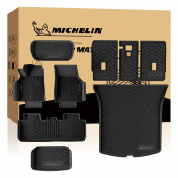 Michelin Juego de alfombrillas para piso y maletero para Tesla Modelo Y Juniper 2025-2026 de 5 plazas, 9 piezas, revestimiento de TPE para todo tipo de clima, no compatible con estándar o 7 plazas, serie Premier Modelo Y Juniper Piso/Frunk/Maletero/Traser