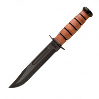 KA‑BAR Cuchillo USMC de tamaño completo con hoja fija y mango marrón
