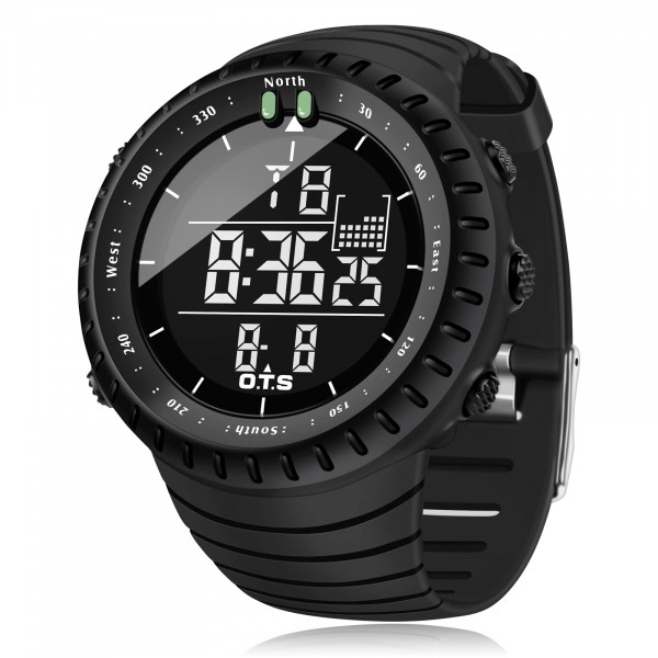 PALADA Reloj deportivo digital para hombre Reloj táctico impermeable con retroiluminación LED Relojes para hombre (negro)
