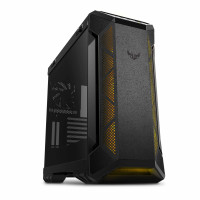 Estuche para juegos ASUS TUF Gaming GT501 de torre media, soporte EATX, 4 ventiladores preinstalados, panel frontal USB 3.0, vidrio templado ahumado, construcción de acero