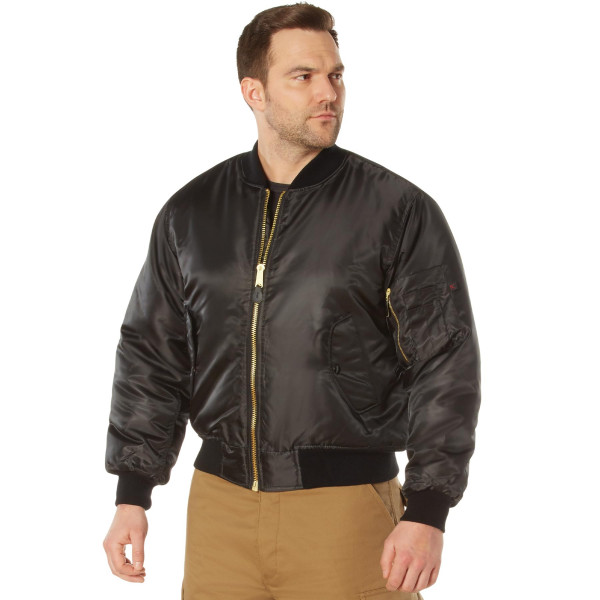Rothco MA-1 Flight Jacket - Cortavientos estilo bomber icónico para clima frío, negro, S