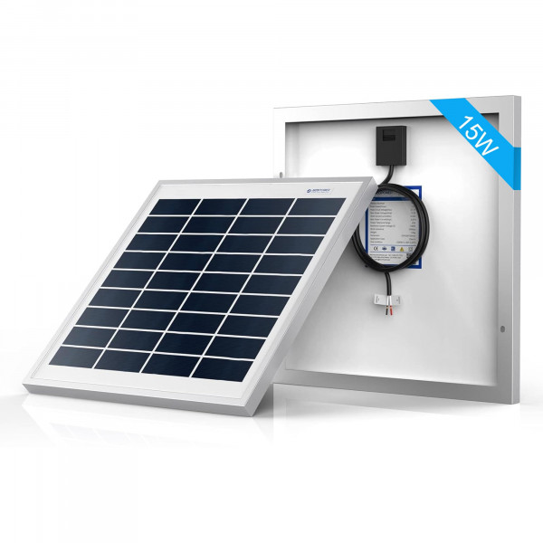 ACOPOWER Panel solar pequeño de 15 vatios, módulo policristalino de alta eficiencia de panel solar único de 15 W 12 V para carga de batería, cámara de seguridad, puerta automática, gallinero, barco, aplicaciones fuera de la red