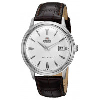 Orient Reloj de pulsera automático de cuero y acero inoxidable japonés de cuerda manual para hombre con indicador de fecha - Lujo de segunda generación Bambino versión I - Diámetro de caja de 40,5 mm