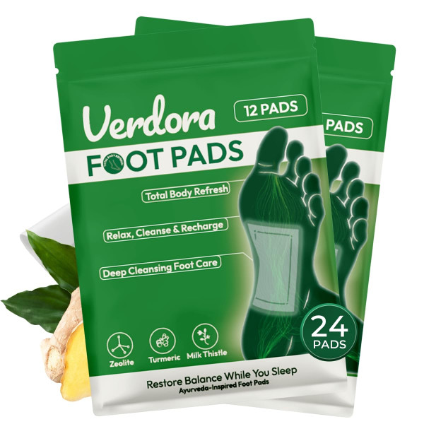 VERDORA Almohadillas para pies de limpieza profunda, parche para pies natural de primera calidad, almohadilla para pies en polvo de jengibre y vinagre de bambú para el cuidado de los pies, hojas adhesivas, relajación, mejora el sueño, paquete de 24