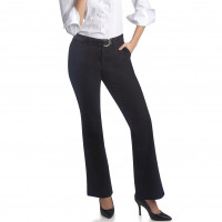 Dickies Pantalón de sarga elástica con frente plano para mujer, negro, 2 regulares