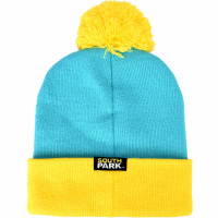 South Park Cartman Cosplay Gorro de invierno acrílico de punto con pompón, turquesa/amarillo, talla única