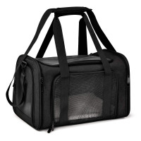 Henkelion Transportín grande para gatos y mascotas con lados suaves para gatos y cachorros de hasta 25 libras - Transportín de viaje plegable e impermeable - Negro