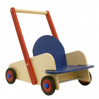 HABA Walker Wagon - Andador de madera para bebé, andador sentado para estar de pie para que el bebé aprenda a caminar, juguetes de empuje para niños de 1 a 3 años con asiento y almacenamiento, 10 meses +