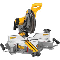 Sierra ingletadora DEWALT, sierra ingletadora compuesta deslizante de doble bisel de 12 pulgadas, incluye llave de hoja y abrazadera, mayor capacidad de corte transversal, potente motor de 3800 RPM de 15 amperios (DWS779)