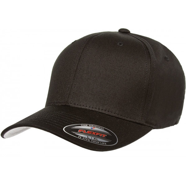 Flexfit Paquete de 3 gorros ajustados de sarga de algodón Premium Original V 5001 Grande/Extragrande Negro