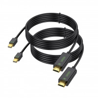 UVOOI Cable Mini DisplayPort a HDMI 4K 10 pies (paquete de 2), cable Mini DP a HDMI (compatible con Thunderbolt con MacBook Air/Pro, Surface Pro/Dock) para HDTV, proyector, monitor