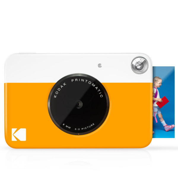 KODAK Printomatic Cámara digital de impresión instantánea a todo color, papel fotográfico adhesivo Zink de 2 x 3 pulgadas (5,1 x 7,5 cm), 5 MP, portátil, regalo creativo y divertido para cumpleaños, Navidad, vacaciones, amarillo