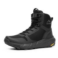 NORTIV 8 Botas tácticas militares para hombre, botas ligeras y cómodas para el trabajo durante todo el día, cremallera lateral, botas de combate para motocicleta, senderismo, Metrostrike (8-9 pulgadas), talla 7, Black-Oxford