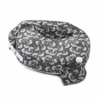 My Brest Friend Almohada de lactancia original Ergonomía mejorada Almohada de lactancia esencial para mamá y bebé con práctico bolsillo lateral, correas dobles y funda, abanicos grises