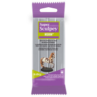 Super Sculpey Gris medio, Premium, No tóxico, Firmeza media, Arcilla polimérica para modelar y esculpir, Arcilla para horno, barra de 1 libra. Ideal para todos los escultores avanzados, modelistas y estudios de cine.