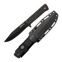 COLD STEEL SRK Compacto SK-5 de 5 con punta de clip, hoja afilada, mango Kray-Ex duradero de 4,5, cuchillo táctico de hoja fija con funda Secure-Ex
