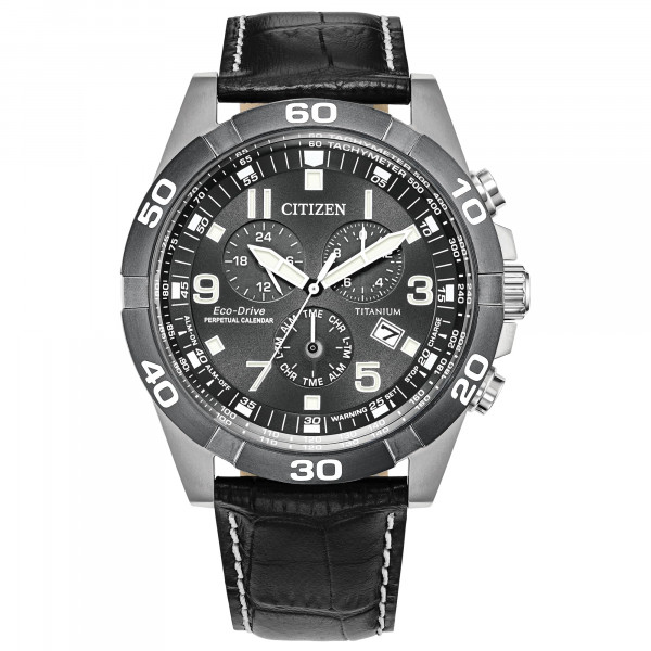 Reloj cronógrafo Citizen Eco-Drive Sport Casual Brycen para hombre, Super Titanium™, calendario perpetuo, taquímetro de 12/24 horas, alarma, fecha