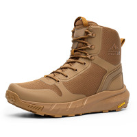 NORTIV 8 Botas tácticas militares para hombre, botas ligeras y cómodas para el trabajo durante todo el día, cremallera lateral, botas de combate para motocicleta, senderismo, Metrostrike (8-9 pulgadas), talla 7, Coyote-Oxford
