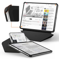 MOFT Dynamic Folio Funda para iPad mini 7th A17 Pro 2024 y iPad mini 6th A15 2021-[Protección de esquinas reforzada] Soporte magnético delgado y estable con más de 20 ángulos de visión, cuero MOVAS premium, negro azabache