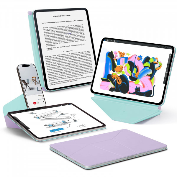 MOFT Dynamic Folio Funda para iPad mini 7th A17 Pro 2024 y iPad mini 6th A15 2021, Funda delgada con soporte magnético de 8,3 pulgadas con más de 20 ángulos de visión, encendido/apagado automático, ultrafina, peonía