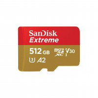 Tarjeta de memoria SANDISK Extreme microSDXC UHS-I de 512 GB con adaptador - C10, U3, V30, 4K, 5K, A2, tarjeta Micro SD - SDSQXAV-512G-GN6MA