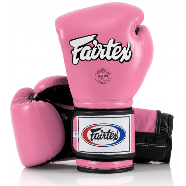 Fairtex Muay Thai Guantes de boxeo BGV9 - Guantes de entrenamiento y sparring estilo mexicano para Kick Boxing MMA K1 (rosa/negro, 14 oz)