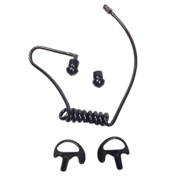 Lsgoodcare Tubo acústico de repuesto con auricular compatible con Motorola Kenwood Midland tubo de bobina de repuesto de radio bidireccional negro + inserto de oreja abierta de radio de 2 vías molde para oreja pieza mediana negra