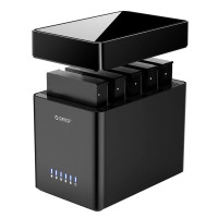 ORICO Caja de disco duro externo de 5 bahías de 3,5 pulgadas USB C a SATA Caja de disco duro externa magnética sin herramientas con adaptador de corriente de 12 V/6,5 A para almacenamiento familiar Soporta unidades de 2,5/3,5 pulgadas máx. 110 TB (5 x 22 