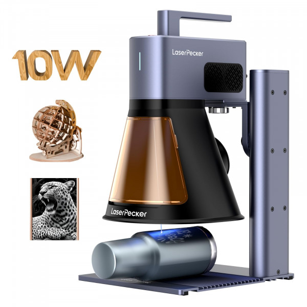 LaserPecker LP2 Plus (Básico) Grabador láser de diodo de 10 W, máquina de grabado y corte portátil de precisión 4K de velocidad ultrarrápida de 4000 mm/s para madera, cuero, acrílico, metal revestido, etc.