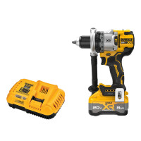 DEWALT Kit de taladro percutor inalámbrico sin escobillas de 20 V MAX XR de 1/2 pulgada con batería de 8 AH y cargador, 3 velocidades (DCD1007WW1)