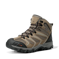 NORTIV 8 Botas de senderismo impermeables hasta el tobillo para hombre, zapatos ligeros para exteriores, senderos de trekking Armadillo, talla 11, ante gris pardo, 160448_M