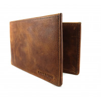 Chalk Factory Cartera plegable larga de piel auténtica con aspecto vintage para hombre (bronceado)