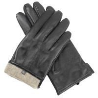 CANDOR AND CLASS Guantes de cuero con forro de cachemira y piel de oveja premium para hombre (MCA-BK-L)