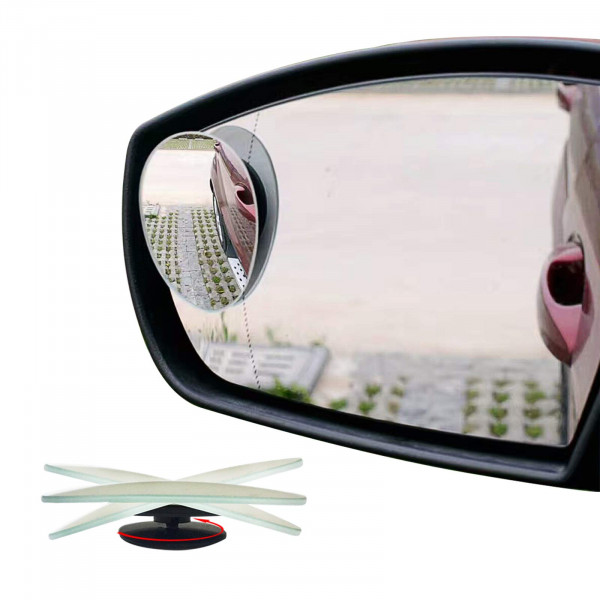 Ampper Espejos ovalados para punto ciego, sin marco, ajustables de 360 ​​grados, de cristal HD, convexos, gran angular, visión trasera, para coche, SUV, lente adhesiva (paquete de 2)