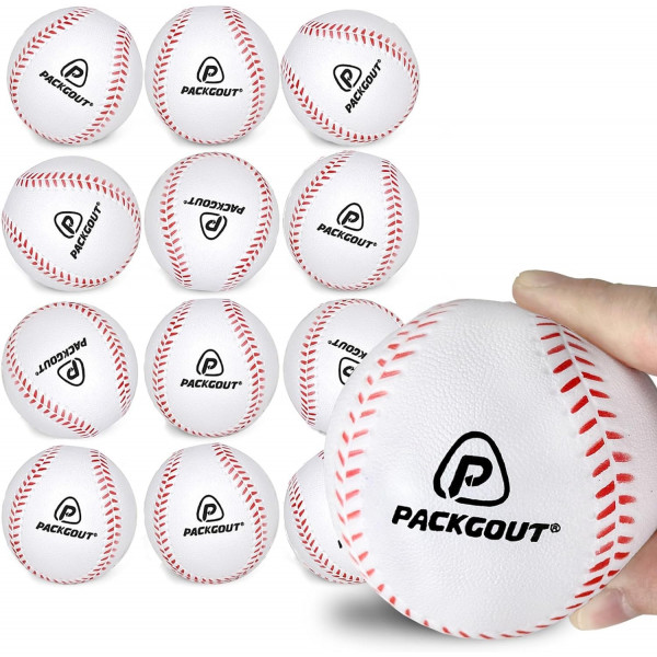 PACKGOUT Pelotas de béisbol de espuma suave para niños, adolescentes, jugadores, pelotas de entrenamiento, pelotas de práctica y repuesto, 12 unidades